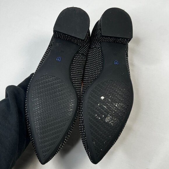 Rothys High Point Black Star Studded Woven Black Silver metallic Slip On 10 - Picture 12 of 15